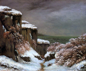  Gustave Courbet Cliffs by the Sea in the Snow - Art Print