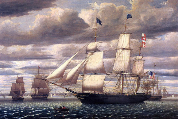  Fitz Hugh Lane Clipper Ship 'Southern Cross' Leaving Boston Harbor - Art Print