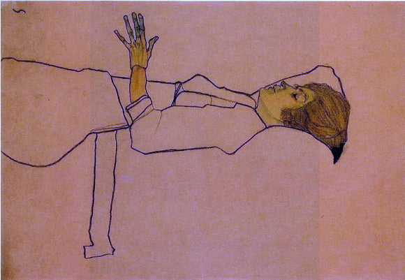  Egon Schiele Clothed Woman, Reclining - Art Print