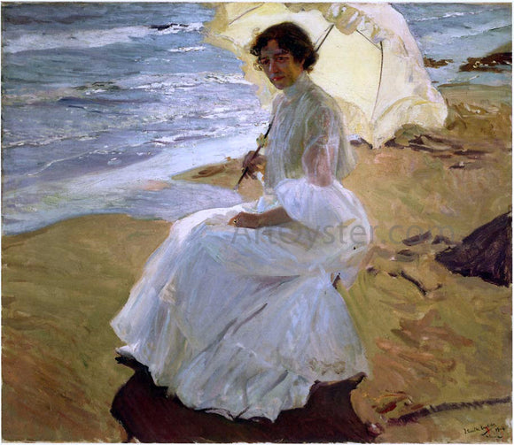  Joaquin Sorolla Y Bastida Clothilde at the Beach - Art Print