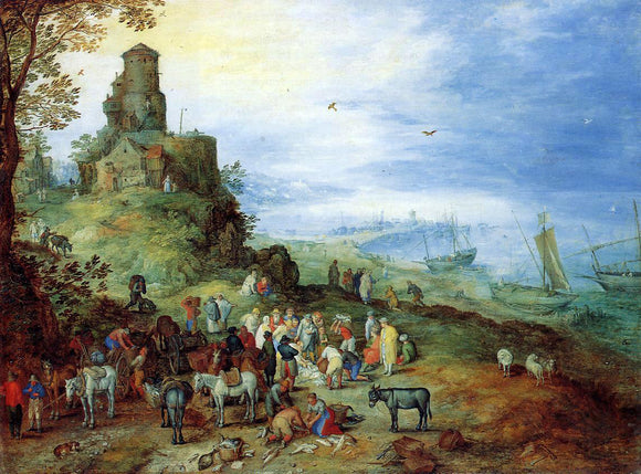  Samuel Edwin Whiteman Coastal Landscape with the Calling of the Apostles Peter and Andrew - Art Print
