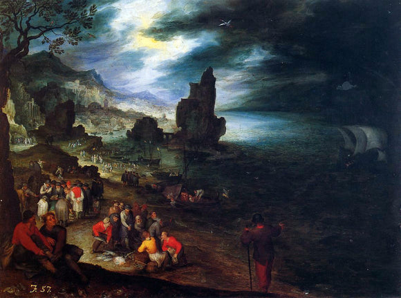  The Elder Jan Bruegel Coastal Landscape with the Sacrifice of Jonas - Art Print