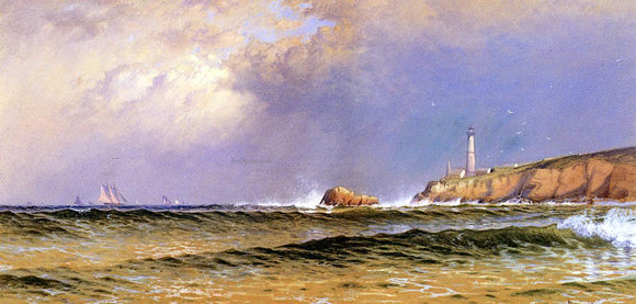  Alfred Thompson Bricher Coastal Scene with Lighthouse - Art Print