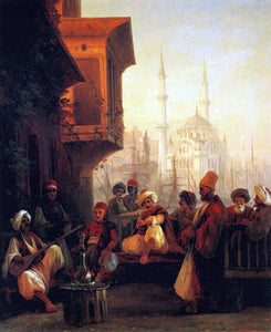  Ivan Constantinovich Aivazovsky Coffee-house by the Ortak Mosque in Constantinople - Art Print