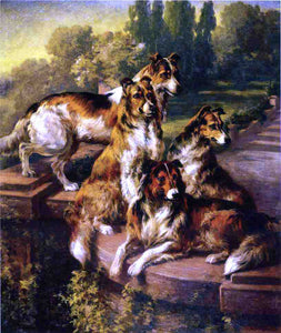  Edmond H Osthaus Collie Dogs in Formal Garden - Art Print