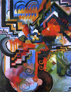  August Macke Colored Composition (also known as Homage to Johann Sebastian Bach) - Art Print