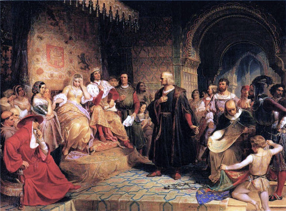  Emanuel Gottlieb Leutze Columbus Before the Queen - Art Print