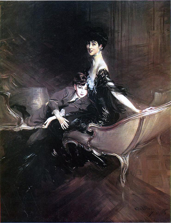  Giovanni Boldini Consuelo, Duchess of Marlborough, with Her Son Ivor Spencer-Churchill - Art Print