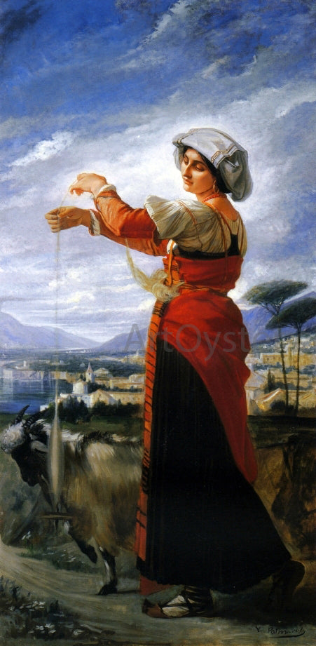  Vicente Palmaroli Y Gonzalez Contadina with a Goat - Art Print