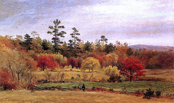  Jasper Francis Cropsey Conversation at the Fence - Art Print