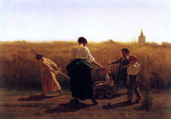  Eastman Johnson Copy After Jules Breton's 'Le Depart les Champs' - Art Print
