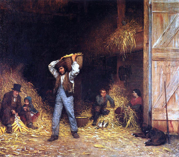  Eastman Johnson Corn Husking - Art Print