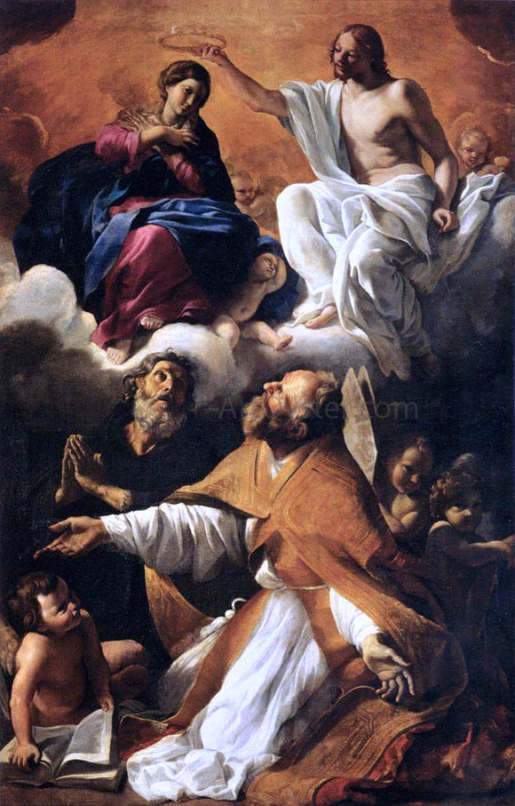  Giovanni Lanfranco Coronation of the Virgin with St Augustine and St William of Aquitaine - Art Print