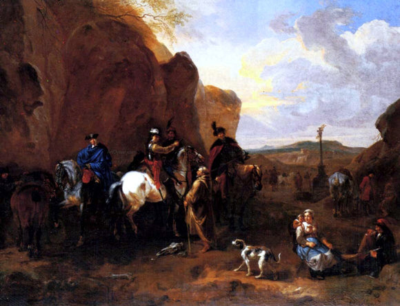  Dirck Maas Cossacks On Horseback Asking A Hermit For Directions - Art Print