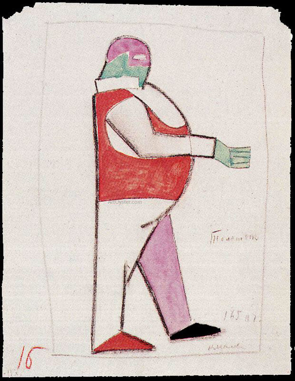  Kazimir Malevich Costume Design for the Opera Victory Over the Sun - Art Print