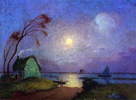  Ferdinand Du Puigaudeau Cottage in the Moonlight in Briere - Art Print