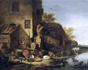  Egbert Van der Poel Cottage with a Still-Life of Kitchen Utensils - Art Print