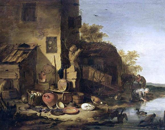  Egbert Van der Poel Cottage with a Still-Life of Kitchen Utensils - Art Print