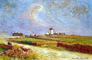  Ferdinand Du Puigaudeau Countryside with Windmill, near Batz - Art Print