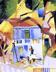  August Macke Courtyard of a Villa at St. Germain - Art Print