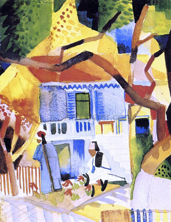  August Macke Courtyard of a Villa at St. Germain - Art Print