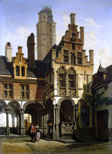  Francois Stroobant Courtyard of the Palace of Marguerite of Austria in Mechelen - Art Print