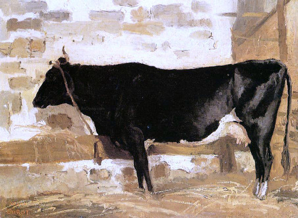 Jean-Baptiste-Camille Corot Cow in a Stable (also known as The Black Cow) - Art Print