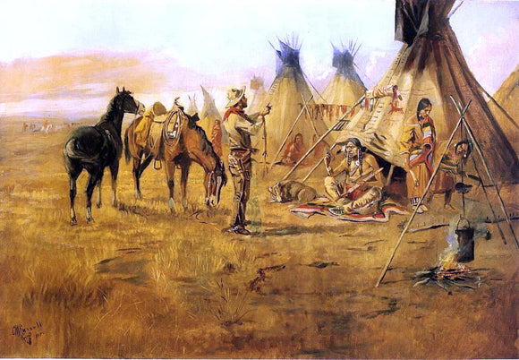  Charles Marion Russell Cowboy Bargaining for an Indian Girl - Art Print