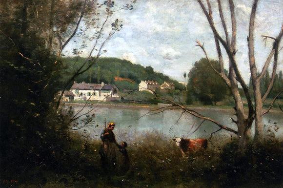  Jean-Baptiste-Camille Corot Cowherd and Her Child - Art Print