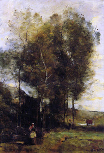  Jean-Baptiste-Camille Corot Cowherd in a Dell, Souvenir of Brittany - Art Print