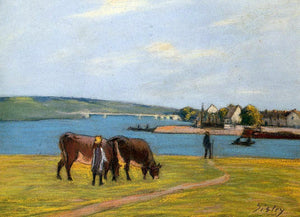  Alfred Sisley Cows by the Seine at Saint-Mammes - Art Print
