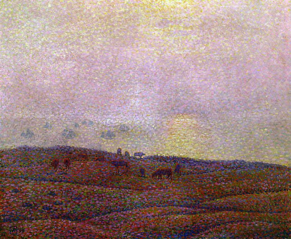  Theo Van Rysselberghe Cows in a Landscape - Art Print