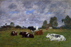  Eugene-Louis Boudin Cows in a Pasture - Art Print