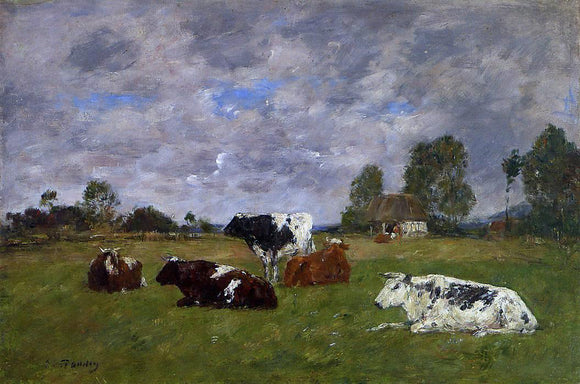  Eugene-Louis Boudin Cows in a Pasture - Art Print