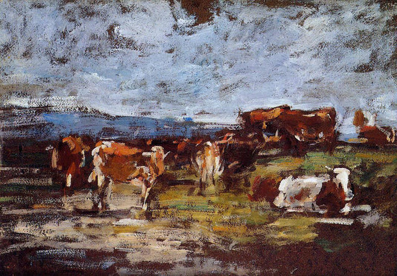  Eugene-Louis Boudin Cows in Pasture - Art Print