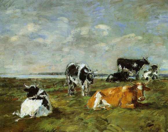  Eugene-Louis Boudin Cows near the Sea - Art Print