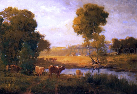  John Carleton Wiggins Cows Watering near the Farm - Art Print
