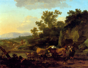  Nicolaes Berchem Crossing The Ford - Art Print