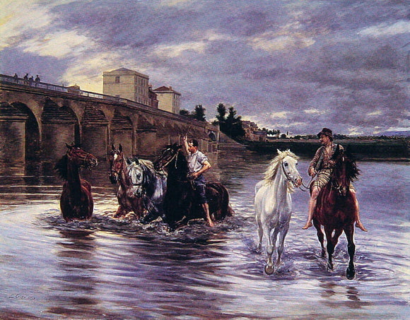  Lucien Alphonse Gros Crossing the River - Art Print