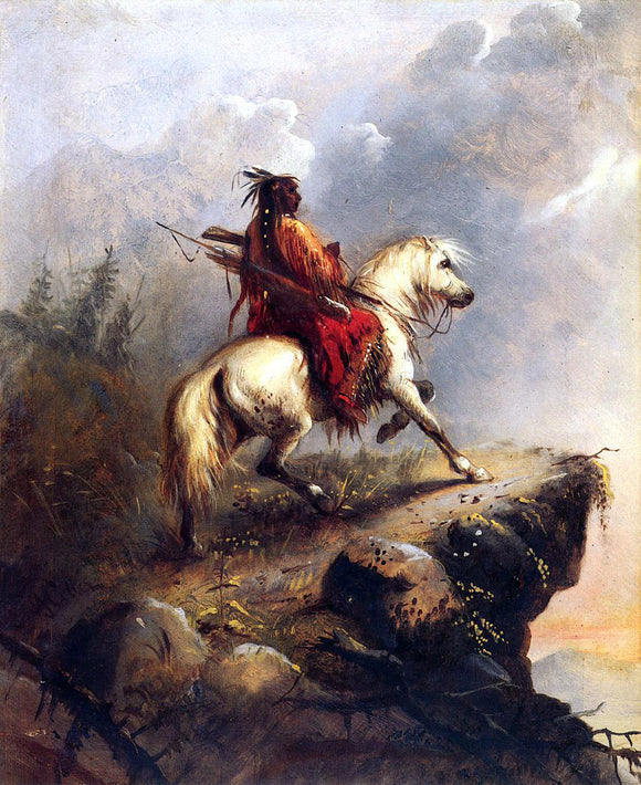 Alfred Jacob Miller Crow Indian on the Lookout - Art Print