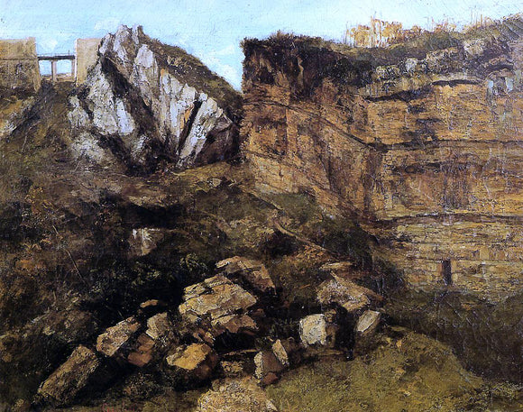  Gustave Courbet Crumbling Rocks - Art Print