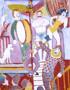  August Macke Circus Picture II: Pair of Athletes, Clown and Monkey - Art Print