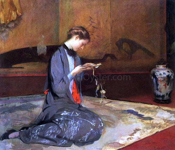  Edmund Tarbell Cutting Origami - Art Print