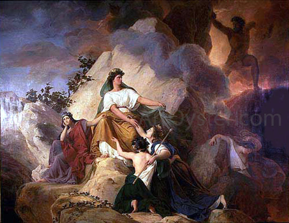  Francois-Edouard Picot Cybele Protege Contre le Vesuve les villes de Stabiae, Herculanum, Pompei et Resina - Art Print