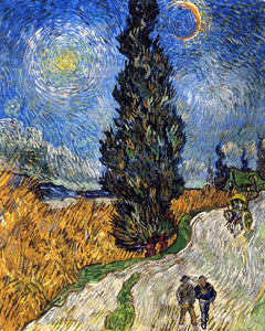  Vincent Van Gogh A Cypress against a Starry Sky (also known as Road with Cypresses) - Art Print
