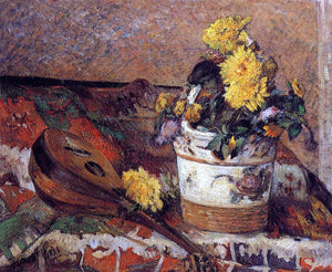  Paul Gauguin Dahlias and Mandolin - Art Print