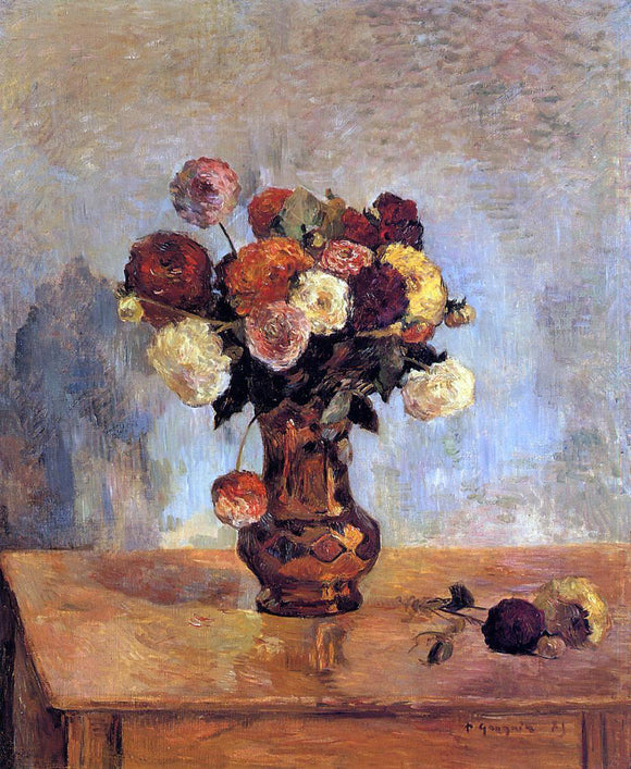  Paul Gauguin Dahlias in a Copper Vase - Art Print