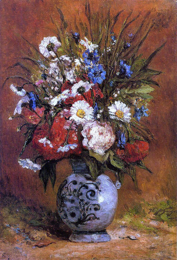  Paul Gauguin Daisies and Peonies in a Blue Vase - Art Print