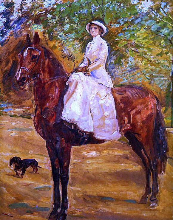  Max Slevogt Dame im Weissen Reitkleid zu Pferde - Art Print