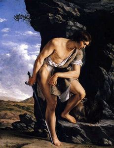  Orazio Gentileschi David Contemplating the Head of Goliath - Art Print